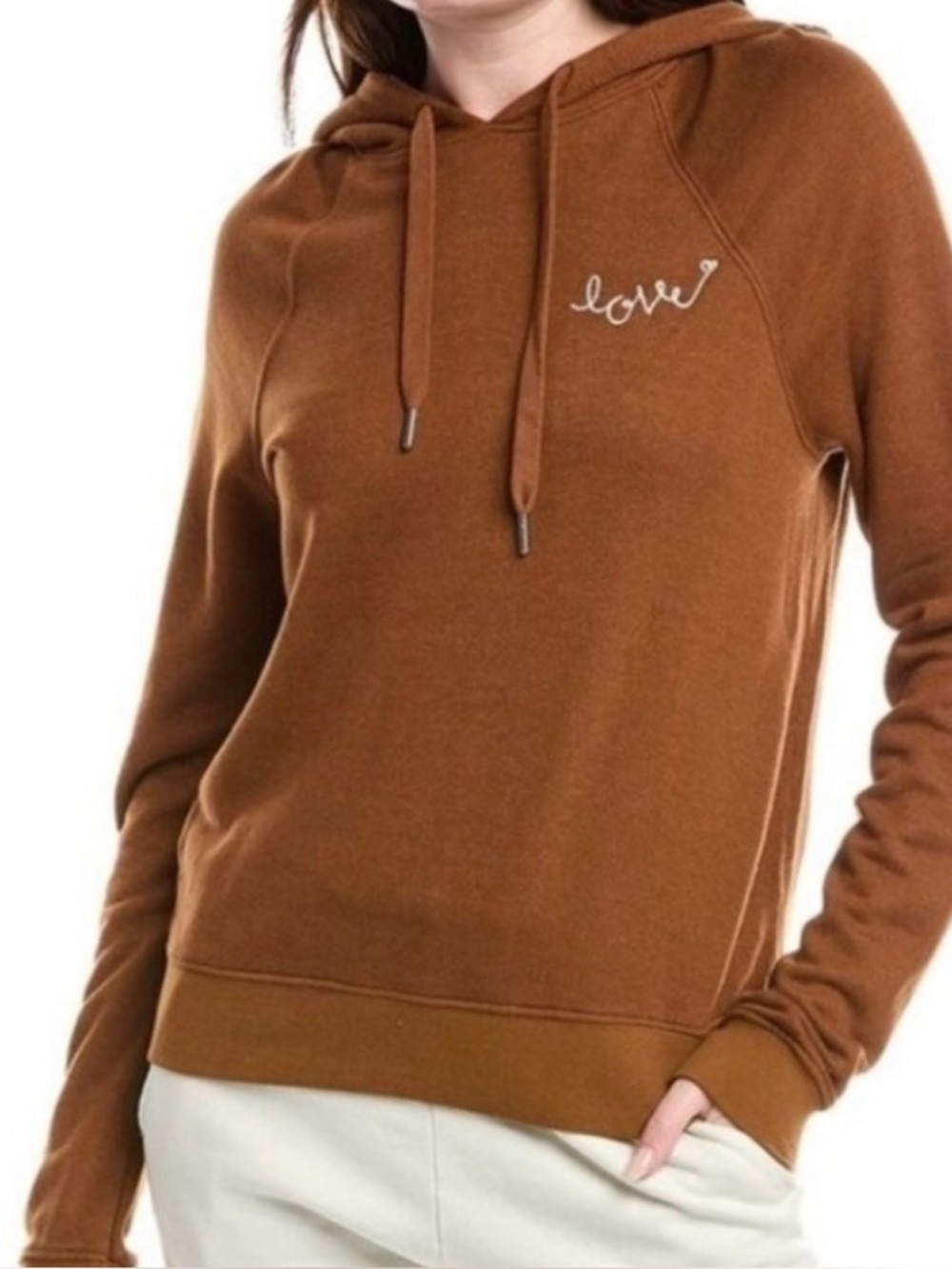 NWT Spiritual Gangster Harper Crop Hoodie, Love Script, Dune,Size L, MSRP $128